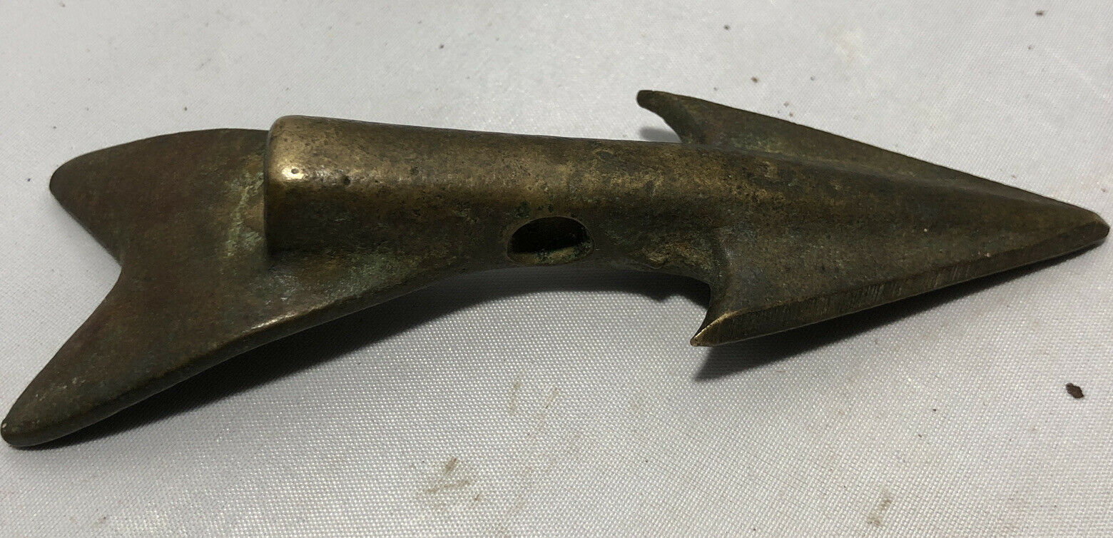 Antique Whaling Fishing Shark Brass Harpoon Spear Tip