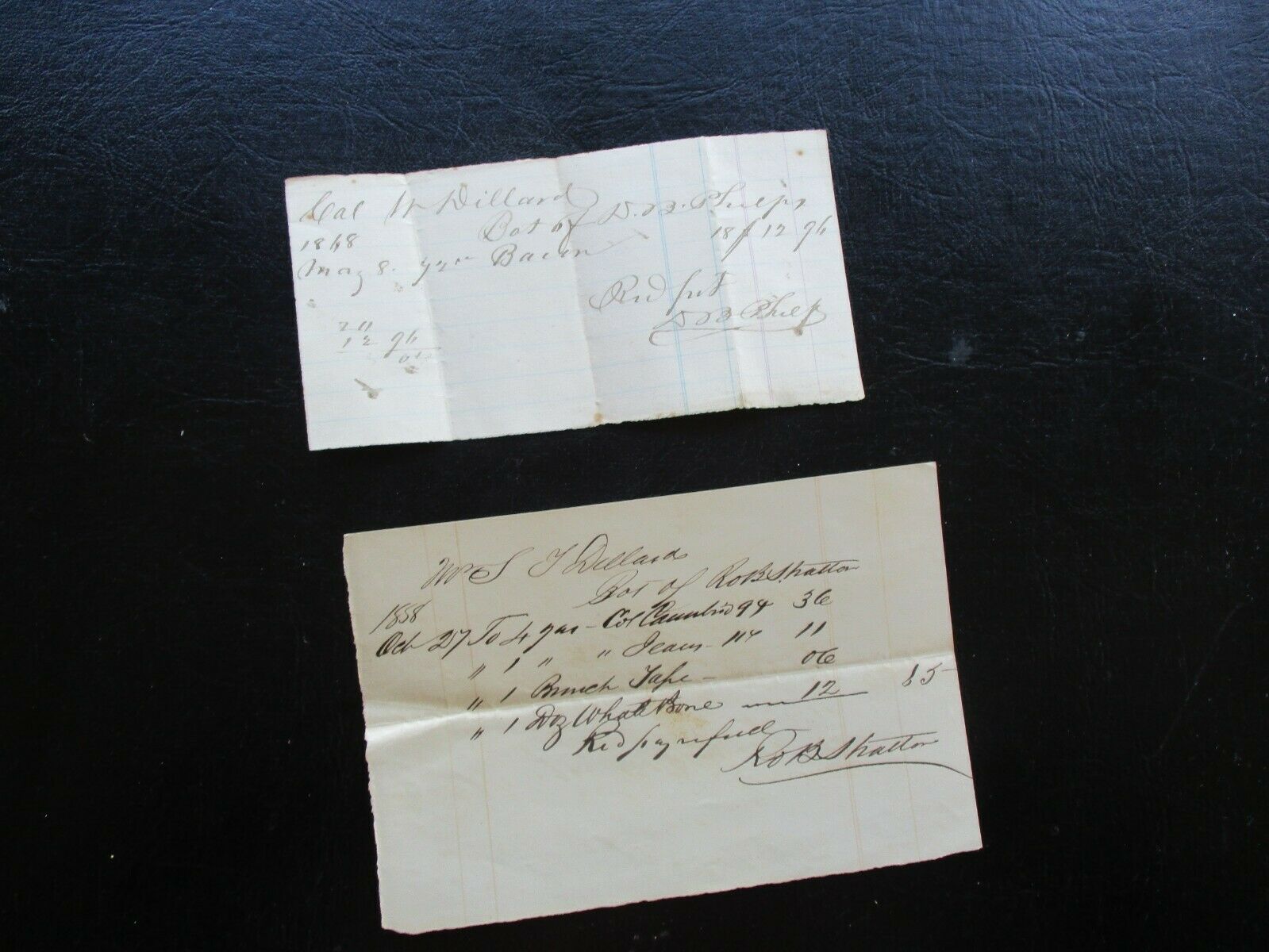 1848-58 Whale Bone With Prices For Colonel Wm. Dillard Handwritten Documents