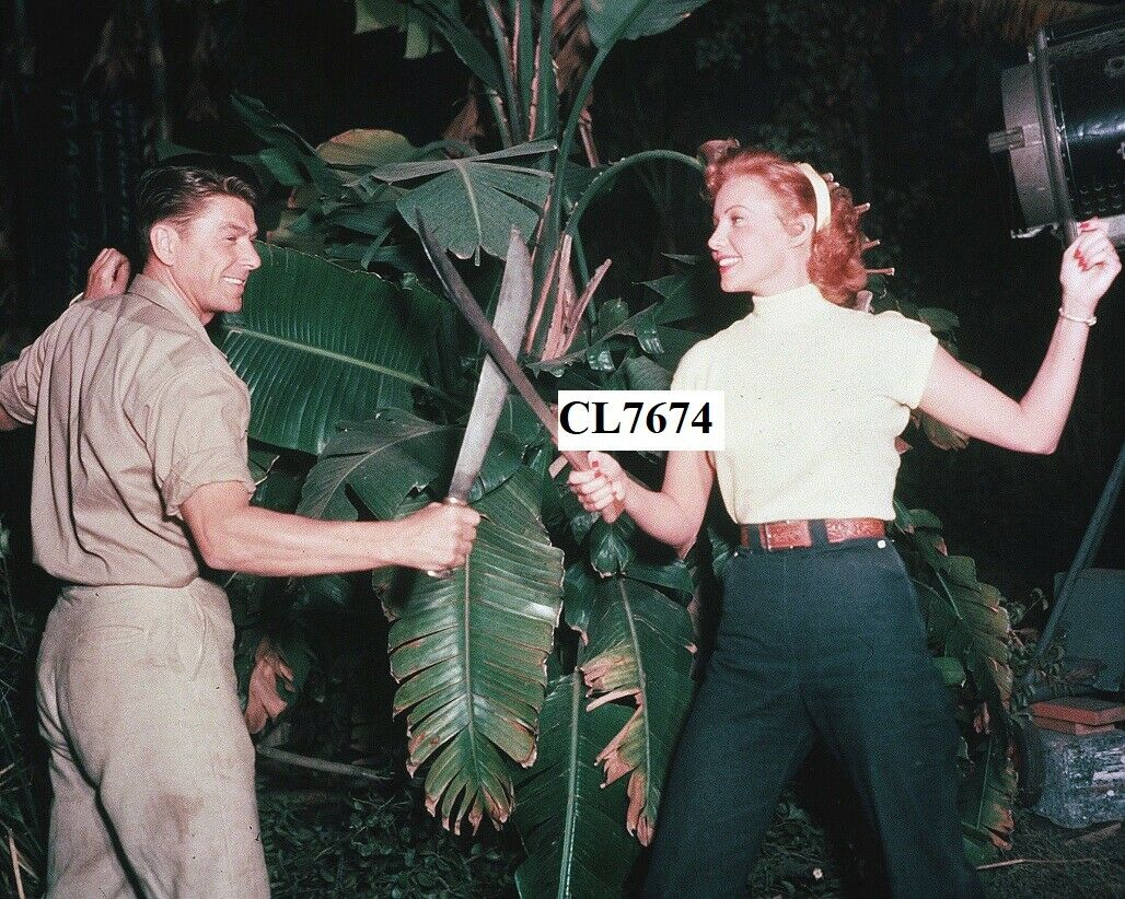 Rhonda Fleming And Ronald Reagan On The Movie Set Of 'tropic Zone' Photo