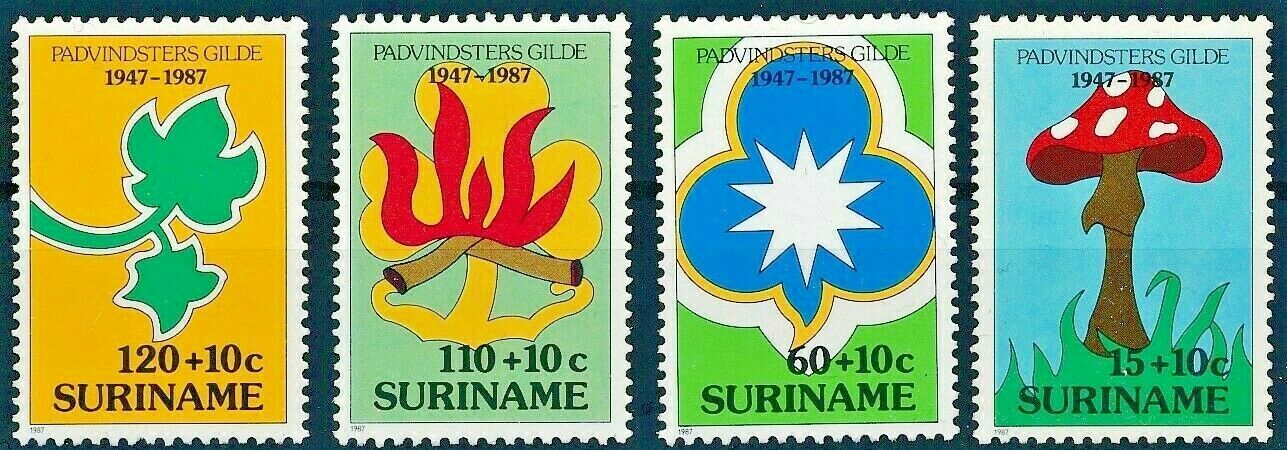 Surinam 1987 #b356-b359 Mnh Scouting/national Girl Guides Movement-40th Anniv.