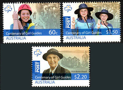 Australia 3343-3345, MNH. Girl Guides, cent. Emblem, Olave Baden-Powell, 2010