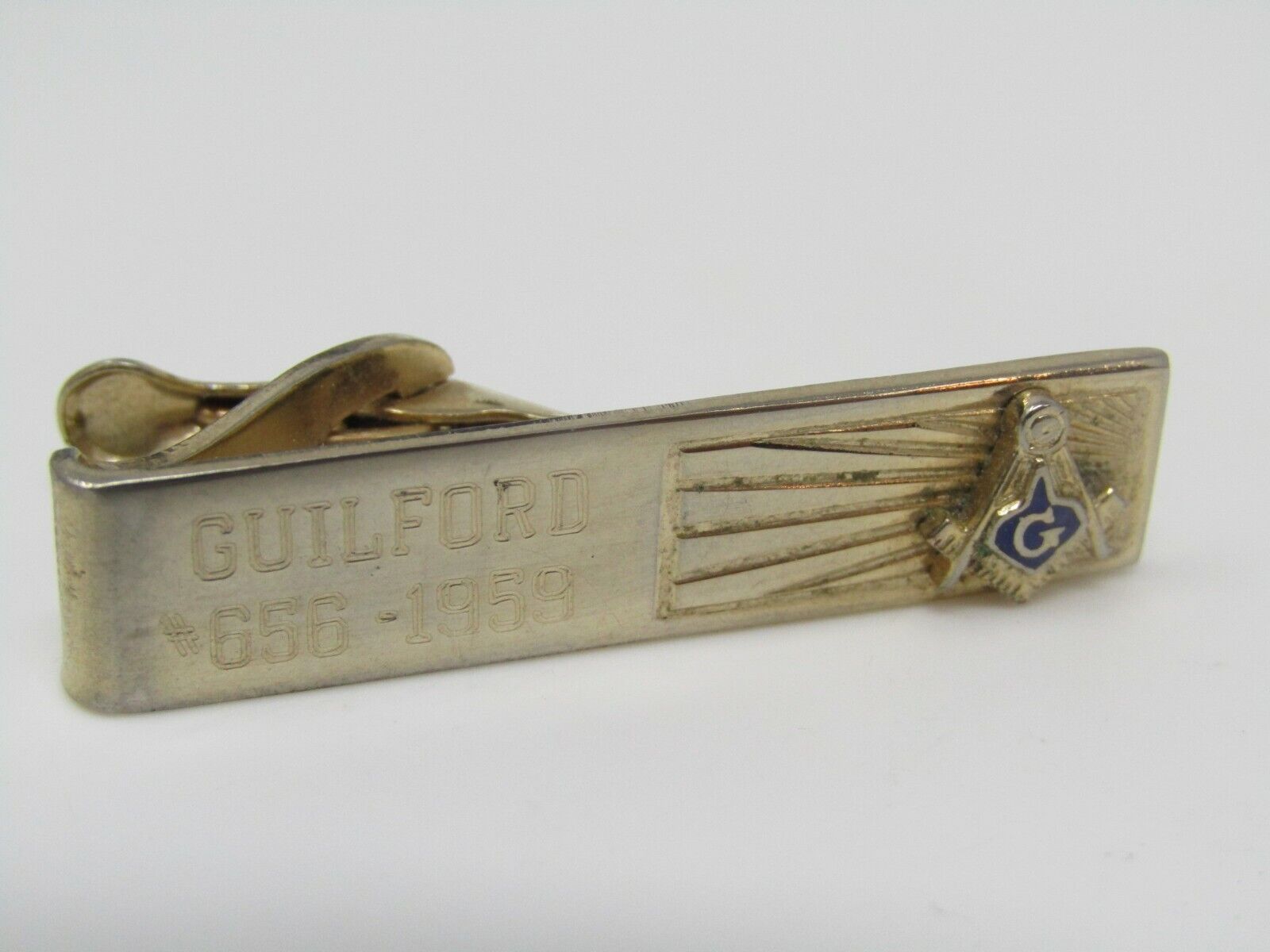 Mason Masonic G Guilford #656 1959 Tie Bar Vintage Men's Jewelry