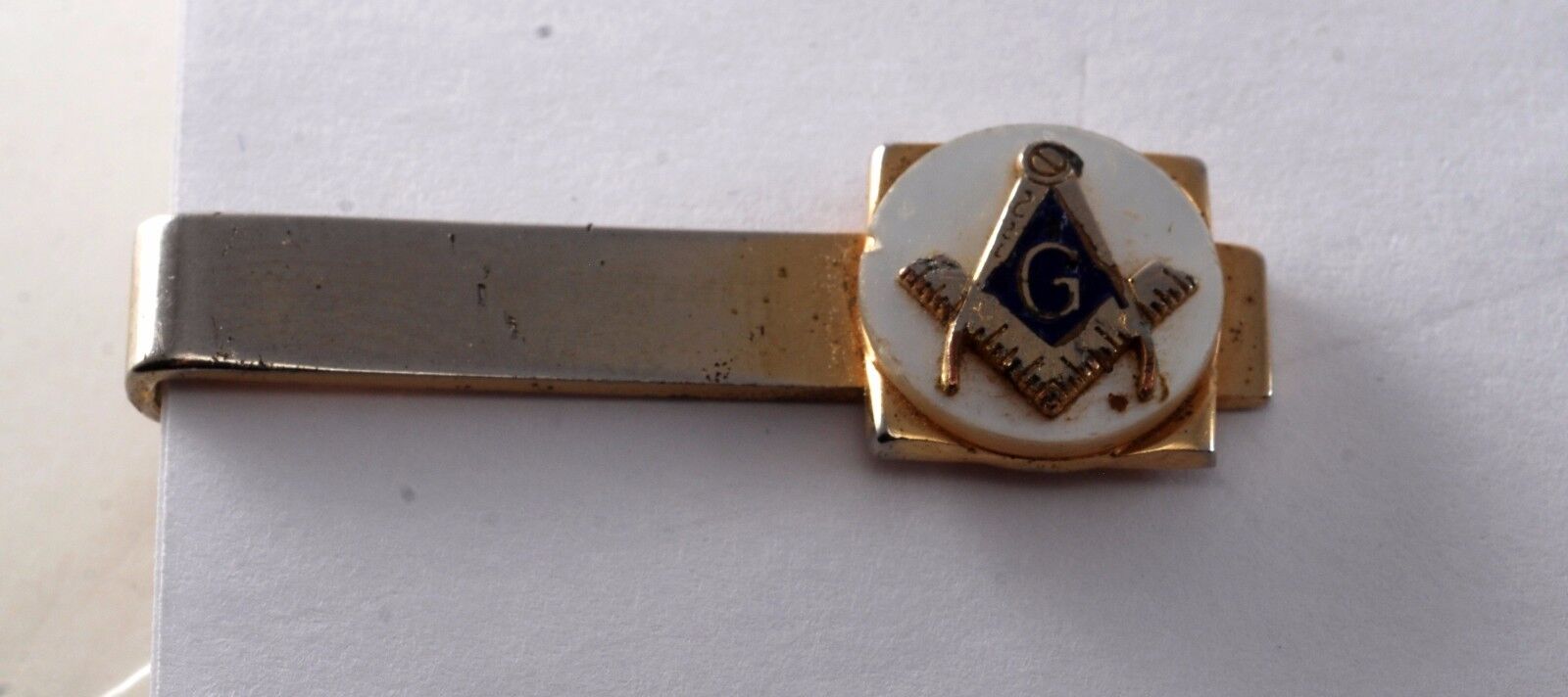 Vintage Swank Mason Masonic Compass Square Tie Clip Gold Plated Signed Used
