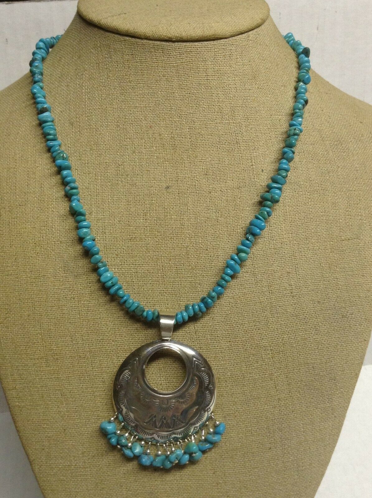 Carolyn Pollack Qt Sterling Turquoise Pendant Necklace 19"