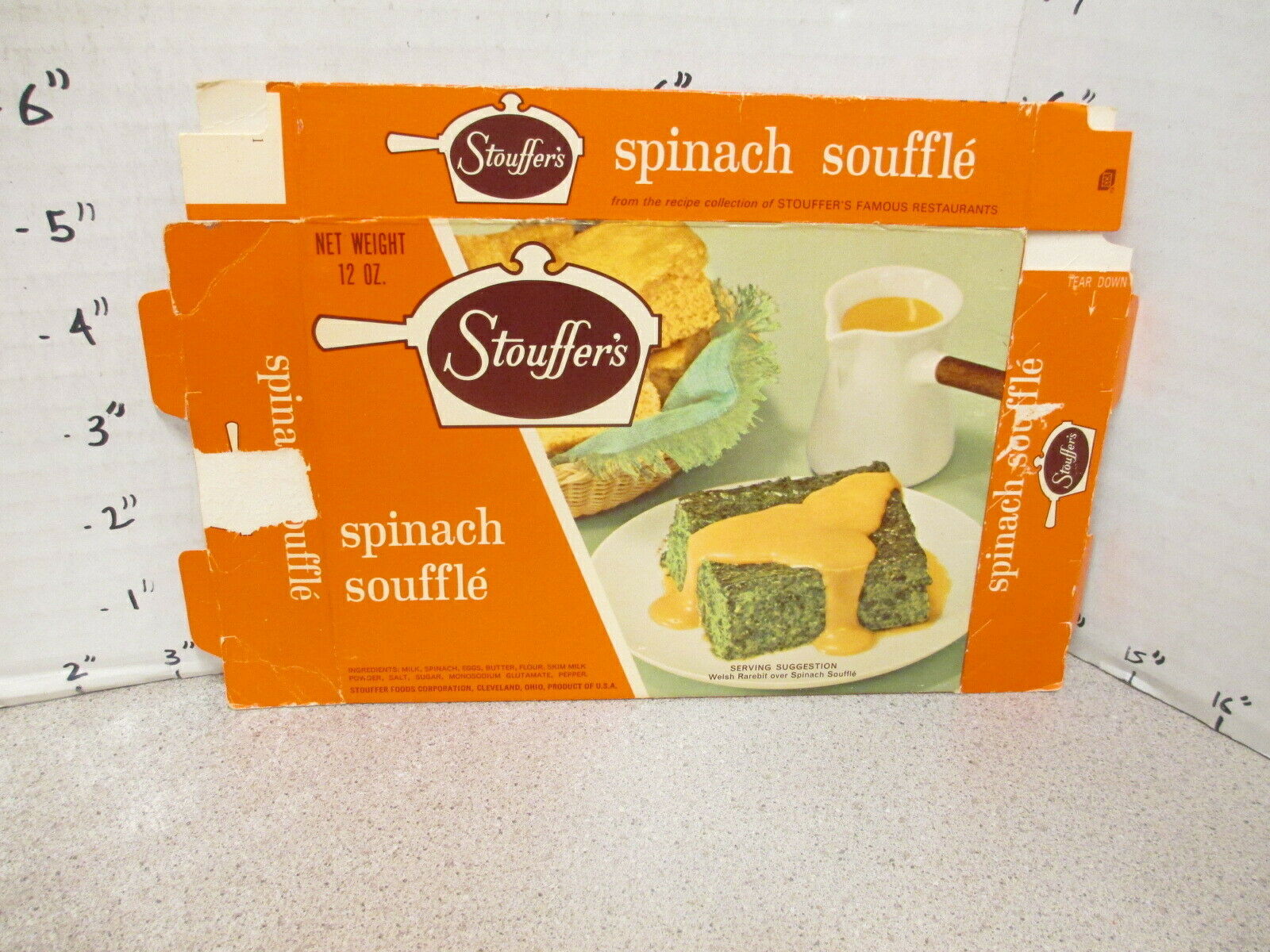 Stouffer's 1960s Spinach Souffle Cheese Vintage Frozen Food Box Tv Dinner #1