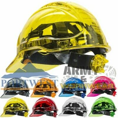 Portwest Peak View Plus Ratchet Hard Hat Helmet Translucent Safety Protection
