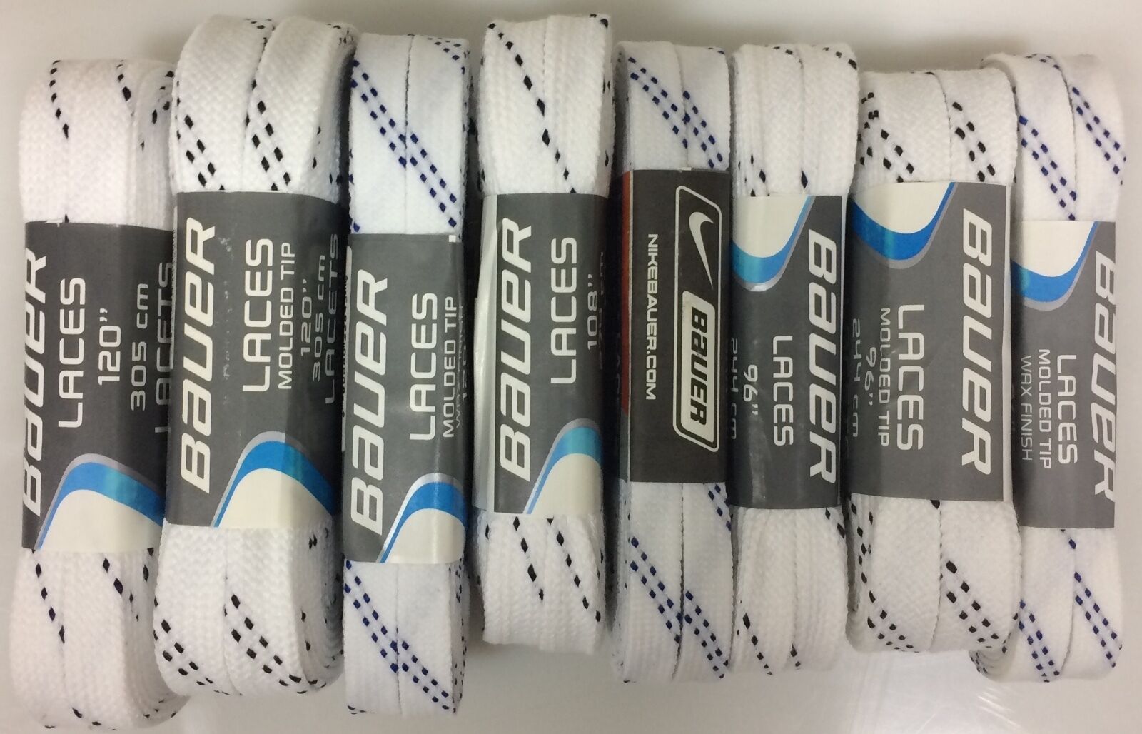 Bauer Hockey Laces White / Waxed & Unwaxed / 96