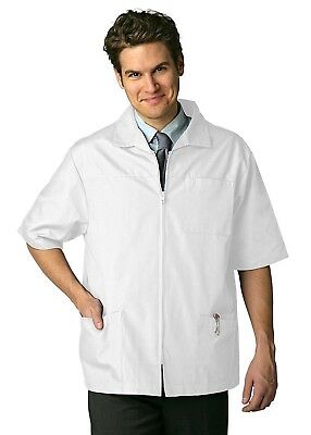 Adar Universal Men's Zippered Short Sleeve Scrub Jacket (available In 7 Solid...