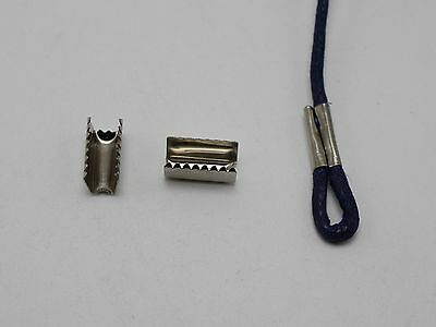 200 Silver Tone Metal Fold Over Teeth Crimp Tube 5x12mm Connector For 2mm Cord