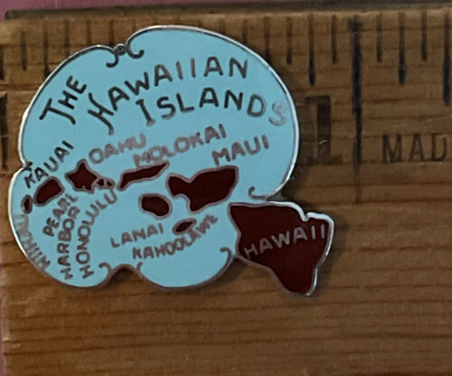 Vintage Sterling Silver Hawaiian Islands Map Enamel Charm Medallion No Connector