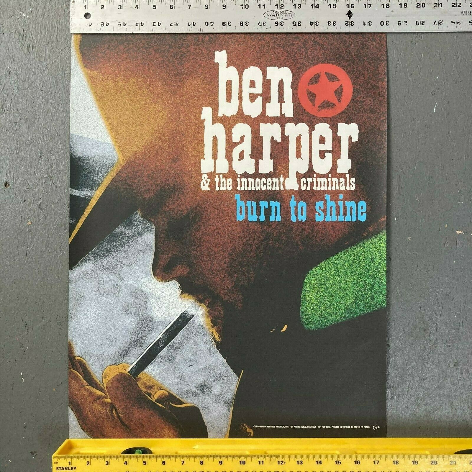 Ben Harper Burn To Shine Lp Promo Poster - Record Store Only Innocent Criminals