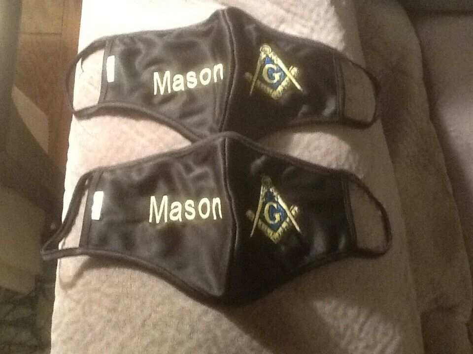 , MASONIC FACE MASK EMBROIDERED. LOT OF 2 EACH