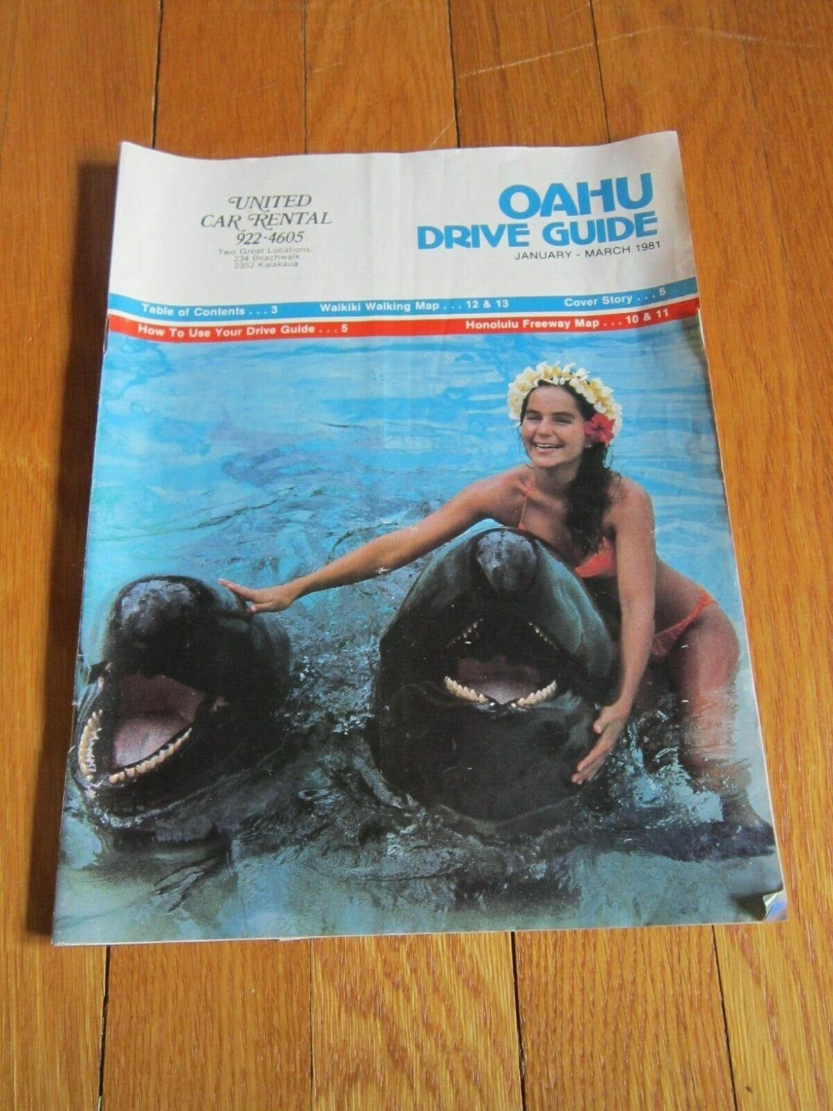 Vintage Hawaiian Travel Brochure 1980s Oahu Drive Guide Ads Maps Collectible