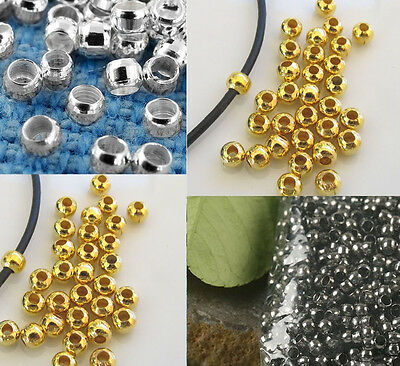 Crimp End Beads Round 2mm Or 2.5mm Bronze Gold Silver Plated Jewelry Us Seller!