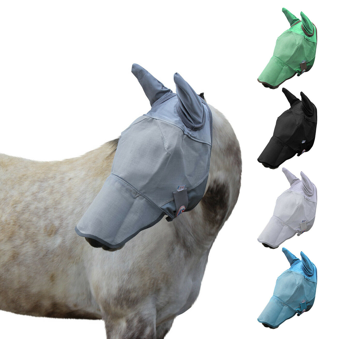Derby Uv-blocker Premium Reflective Horse Fly Mask With Ears And Nose Cover