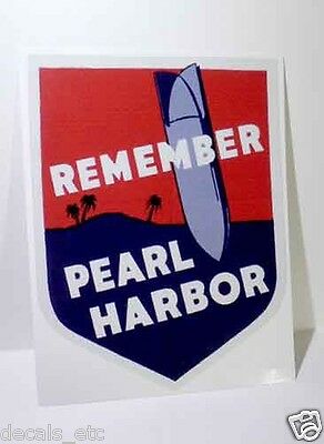 Remember Pearl Harbor Hawaii, Vintage Style Wwii Travel Decal, Vinyl Sticker
