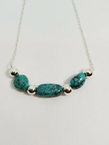 Vintage Sterling Silver And Turquoise Necklace  (83a)