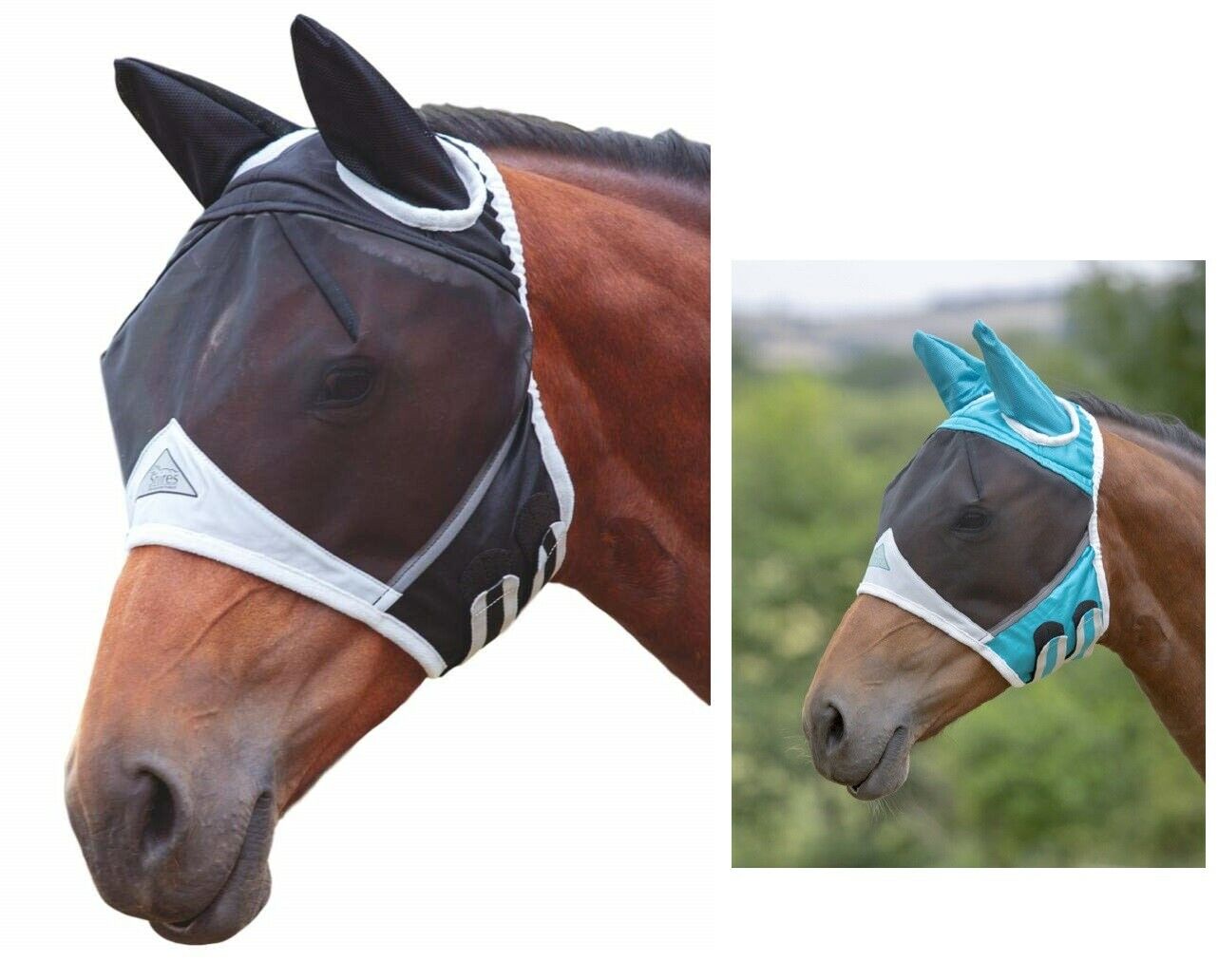 Shires Fine Mesh Horse Equine Fly Mask With Ears 60% UV Protection
