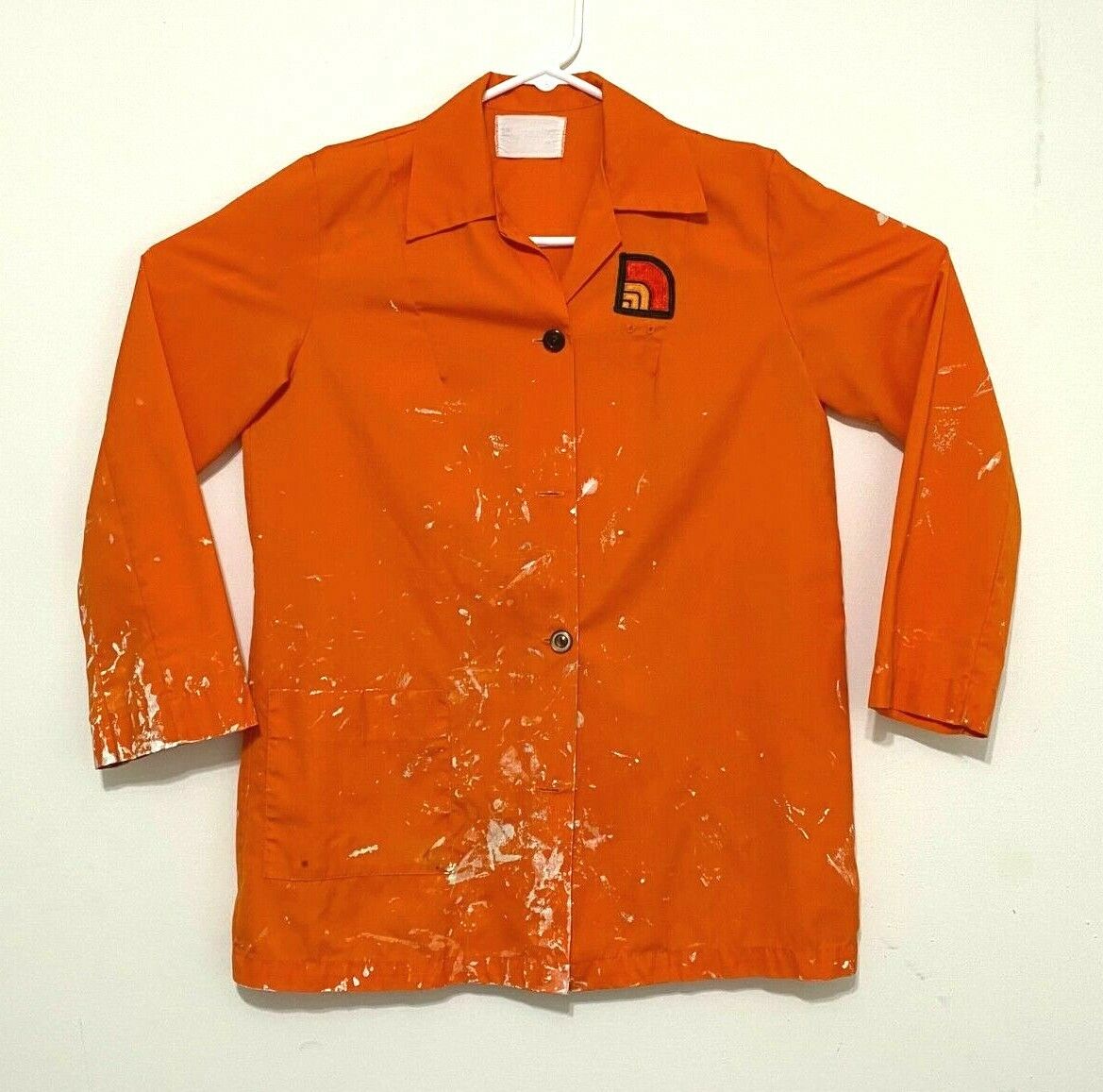 VTG National Supermarkets employee store shirt with patch & paint splatter