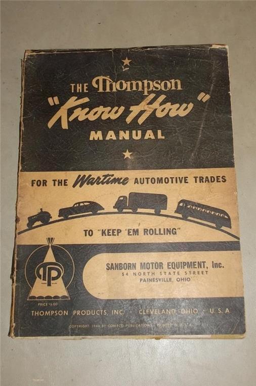 1944 Thompson Products Ww Ii Wartime Automotive Trades "know How" Repair Manual