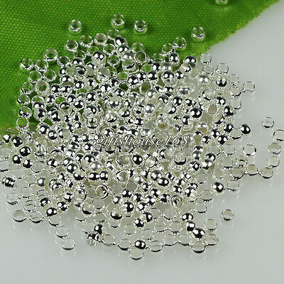 Wholesale! Silver Plated Copper Crimp End Beads Jewelry Findings 1.5mm,2mm,2.5mm
