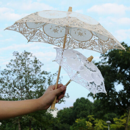 Outdoor Lace Cotton Embroidered Parasol Umbrella Bridal Party Wedding Decoration