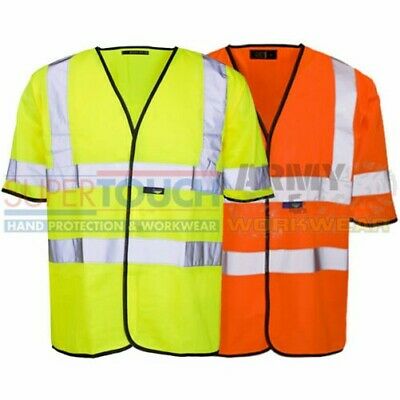 Hi Vis Waistcoat Short Sleeve Class 2 Safety T-shirt Vest Mens High Viz Top