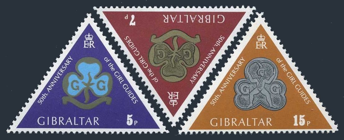 Gibraltar 322-324, Mnh. Michel 325-327. Girl Guides, 50th Ann. 1975.