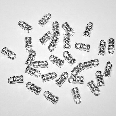 LOTS Sterling Silver 925 2.4mm Hole CRIMP END CAPS for Chains, Cords and Leather