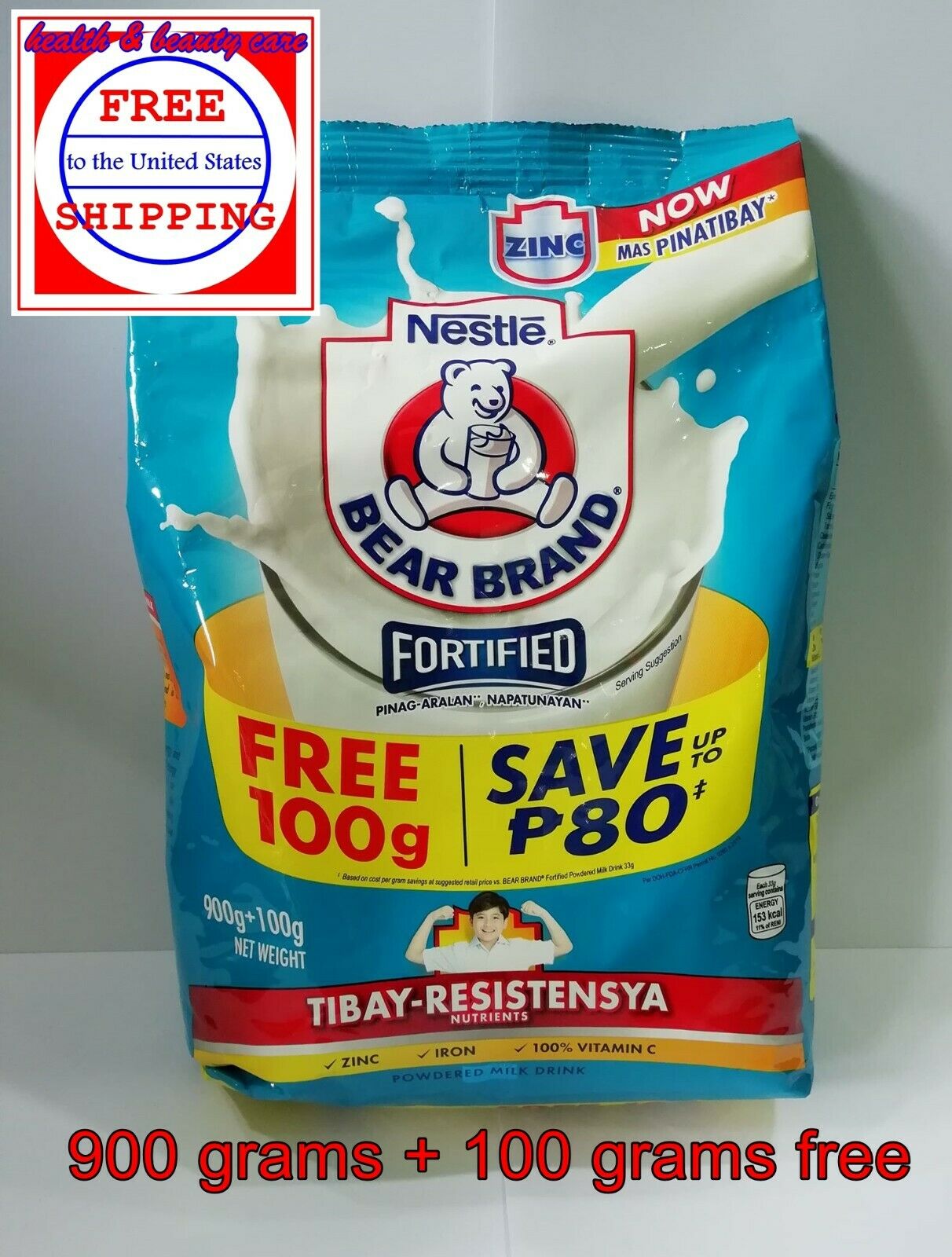 Bear Brand Fortified Powdered Milk 900 Grams Free Shipping