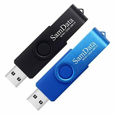 USB Flash Drives 2 Pack Thumb Drives Memory Stick Jump 32GB Blue Black 32GB*2