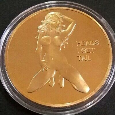 Sexy Girl - Heads Or Tails 40mm Gold Plated Unusual Coin