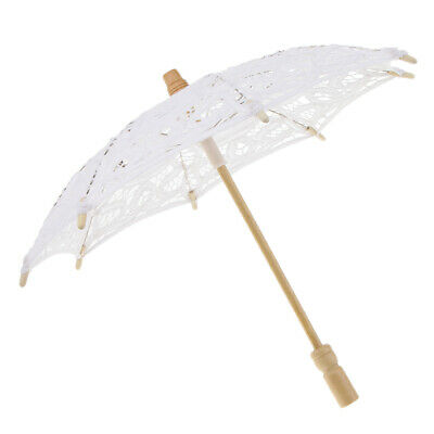 Lace Wedding Umbrella Vintage Kids Embroidery Parasol for Dancing White