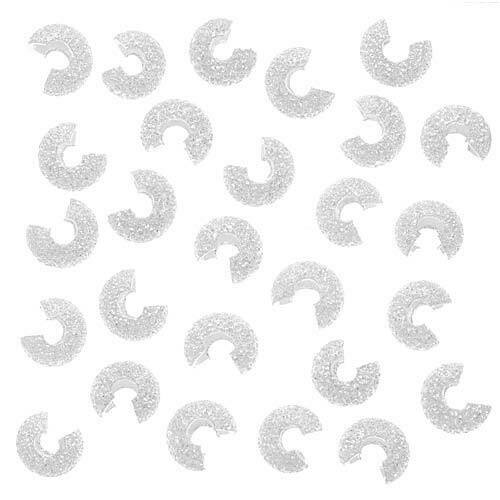 Crimp Bead Covers, Stardust Sparkle 4mm, 144 Pieces, Silver Plated