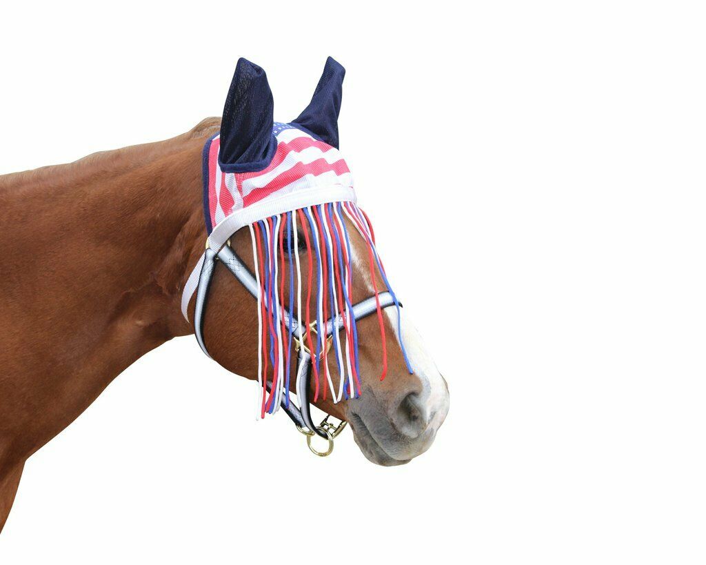 Derby Premium Reflective Mesh Horse Fly Bonnet with Fringe and Soft Mesh Ears
