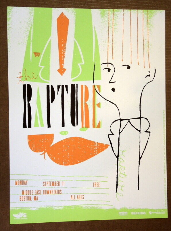 Rapture - Middle East - Boston  - Myspace Secret Show Concert Poster - Original