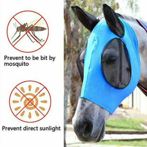 Adult Horse Fly Mask Riding Full Face Ears Nose Mesh Protection Four Color