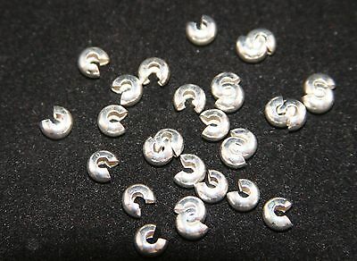 3mm,4mm,5mm Silver Plated Conceal Knot Cover Crimp End Beads