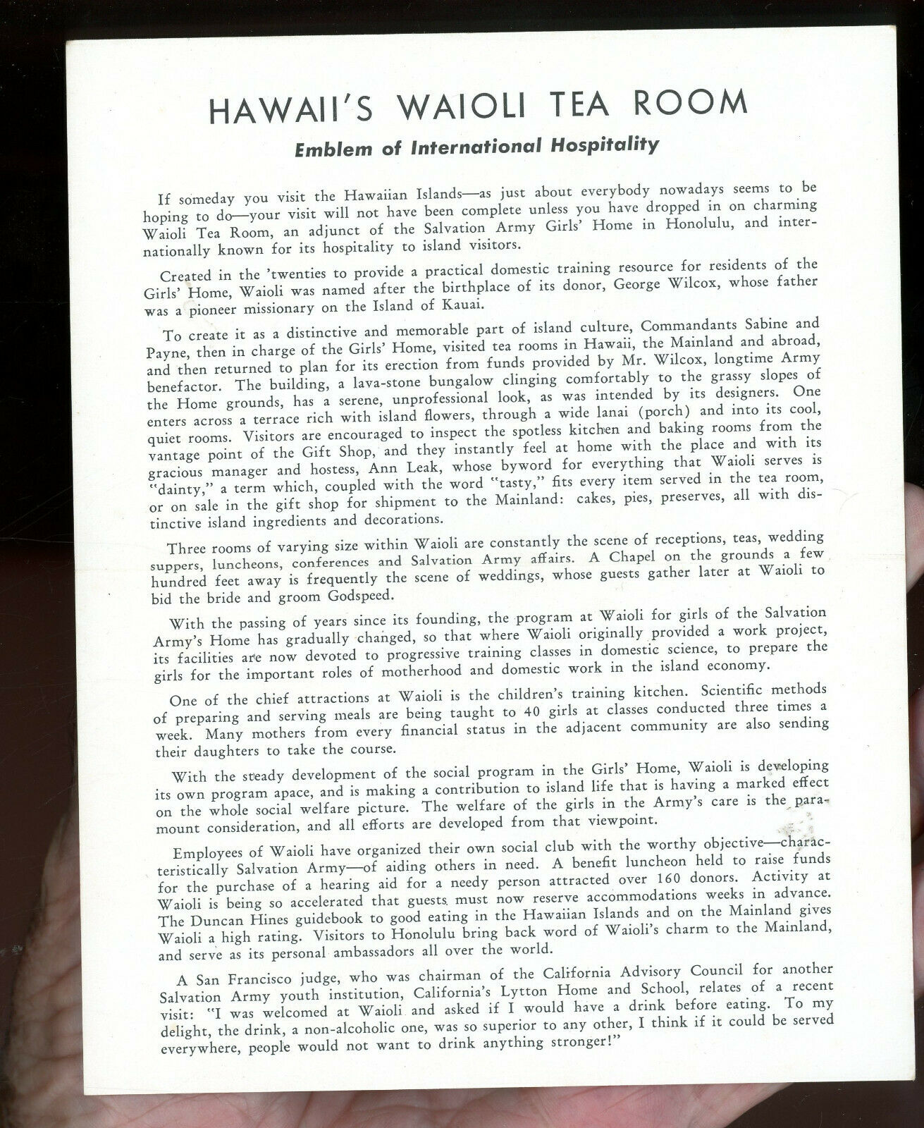 Hawaii-Waioli Tea Room-Salvation Army
