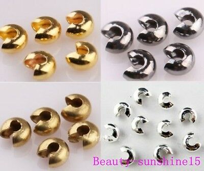 200pcs Silver/golden/bronze Copper Crimp End Beads Covers 3mm/4mm/5mm