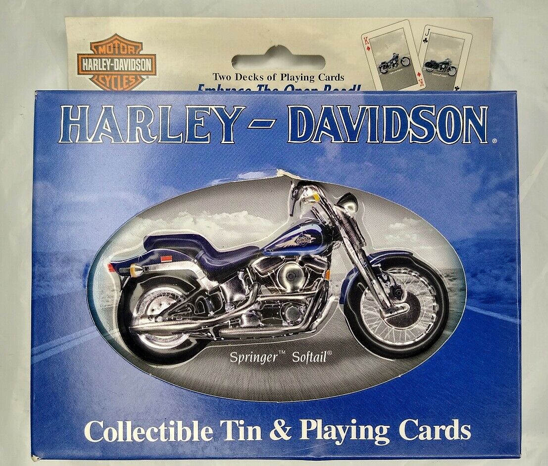 Harley Davidson Collectable Tin & Playing Cards Springer Softail - 2001 - 2 Deck