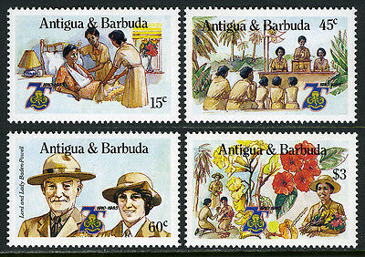 Antigua 881-884,MI 885-888,MNH.Girl Guides.Lord & Lady Baden-Powel,Flowers,1985