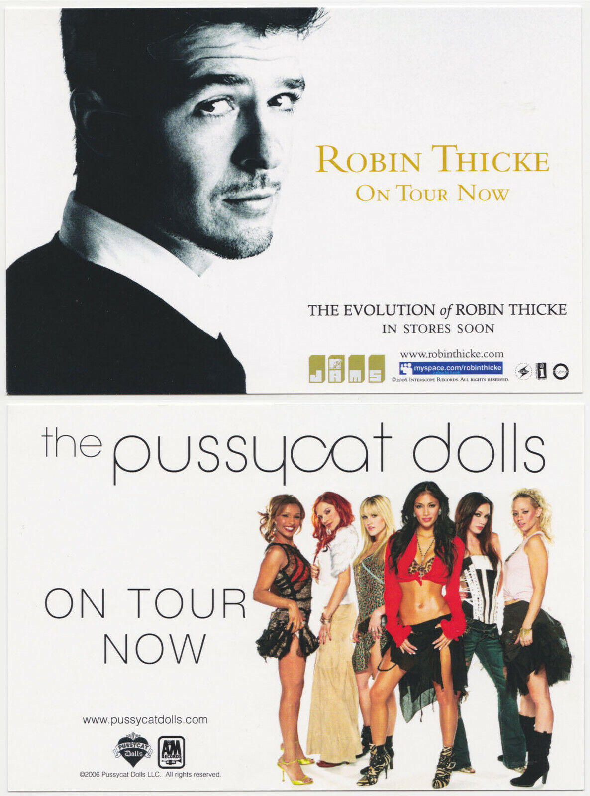 Robin Thicke - The Pussycat Dolls - 2006 promo tour postcard / flyer / handbill