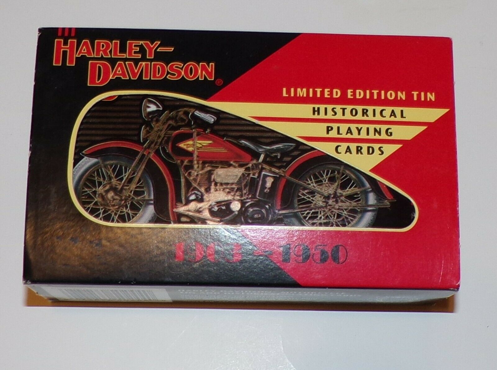 1903-1950 Harley Davidson Motorcycle Historical Playing Card Limited Edition Tin