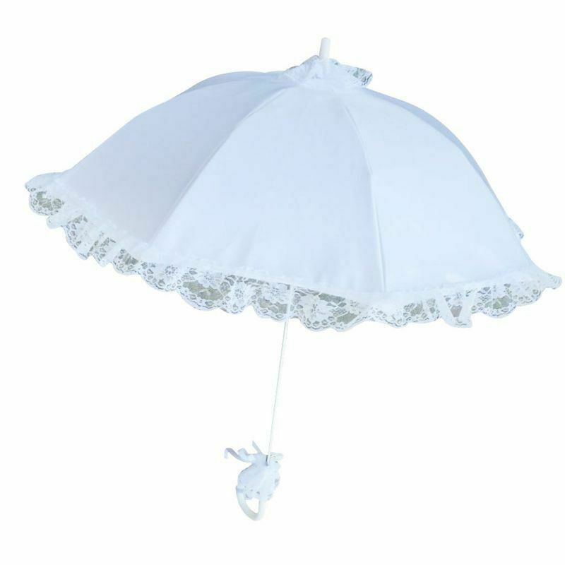 New Bridal Wedding Parasol Umbrella Hollow Lace White Romantic Decorative Props
