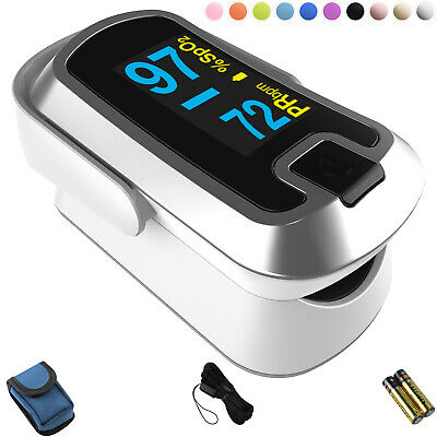 Mibest Silver Dual Color Oled Finger Pulse Oximeter - O2 Saturation Monitor