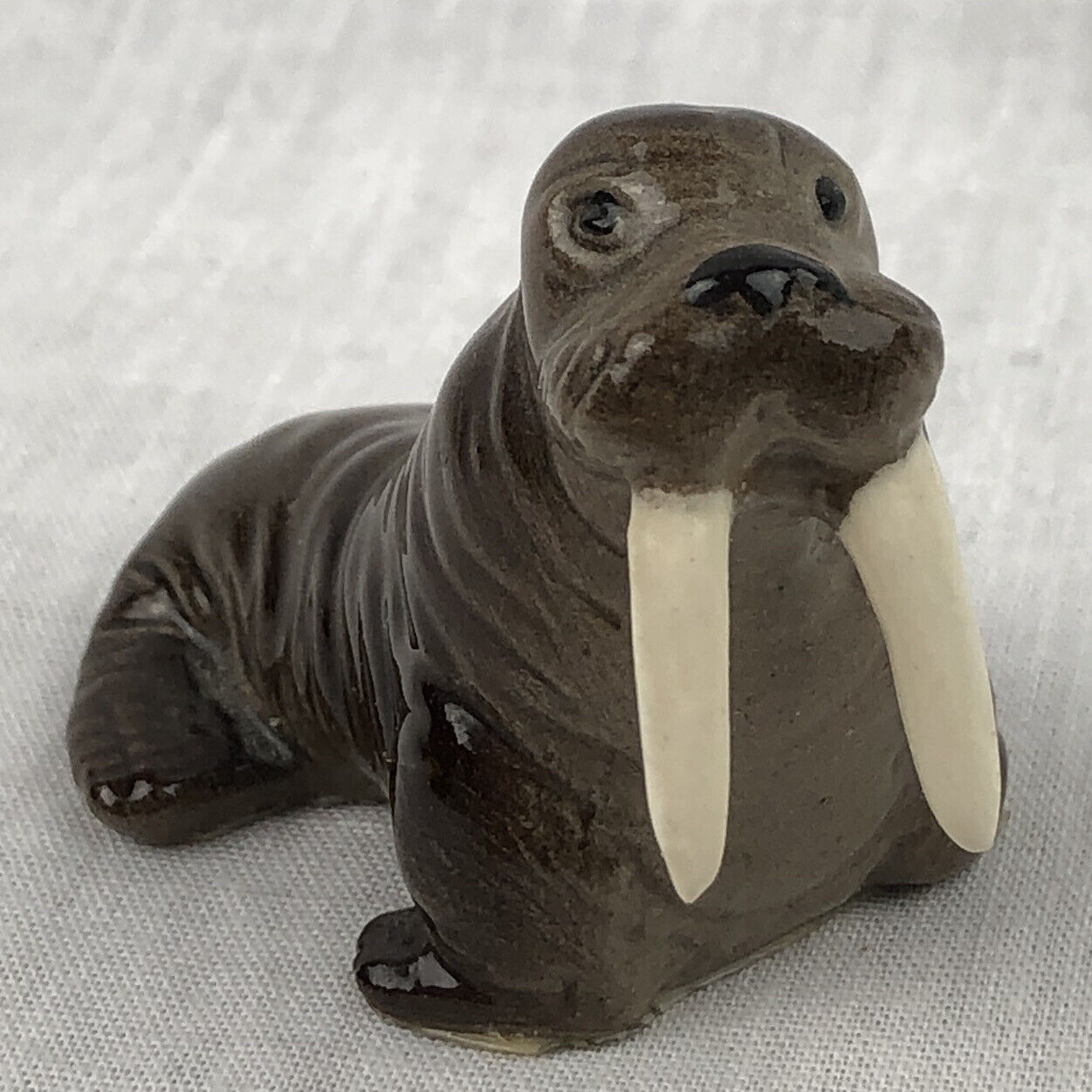 Vintage Walrus Sea Lion Figurine Statue Paper Weight Ceramic Mini Miniature