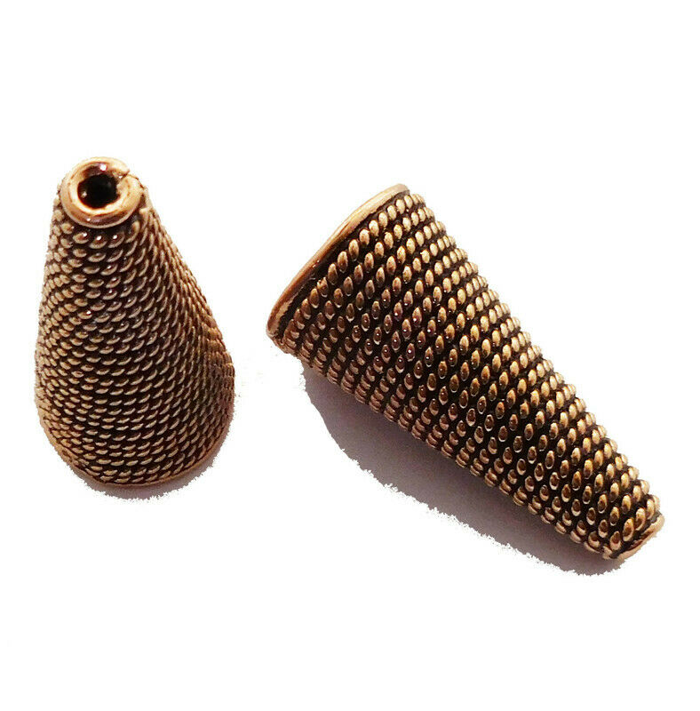 10 Pcs 18x12mm Twisted Wire Bali Cone Cap End Bead Antique Copper 77