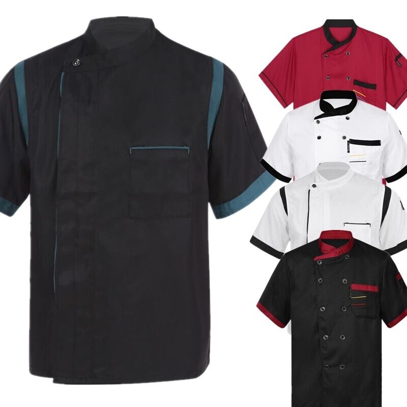 Mens Chef Jacket Coat Hotel Restaurant Kitchen Workwear Cooking Uniforms Tops