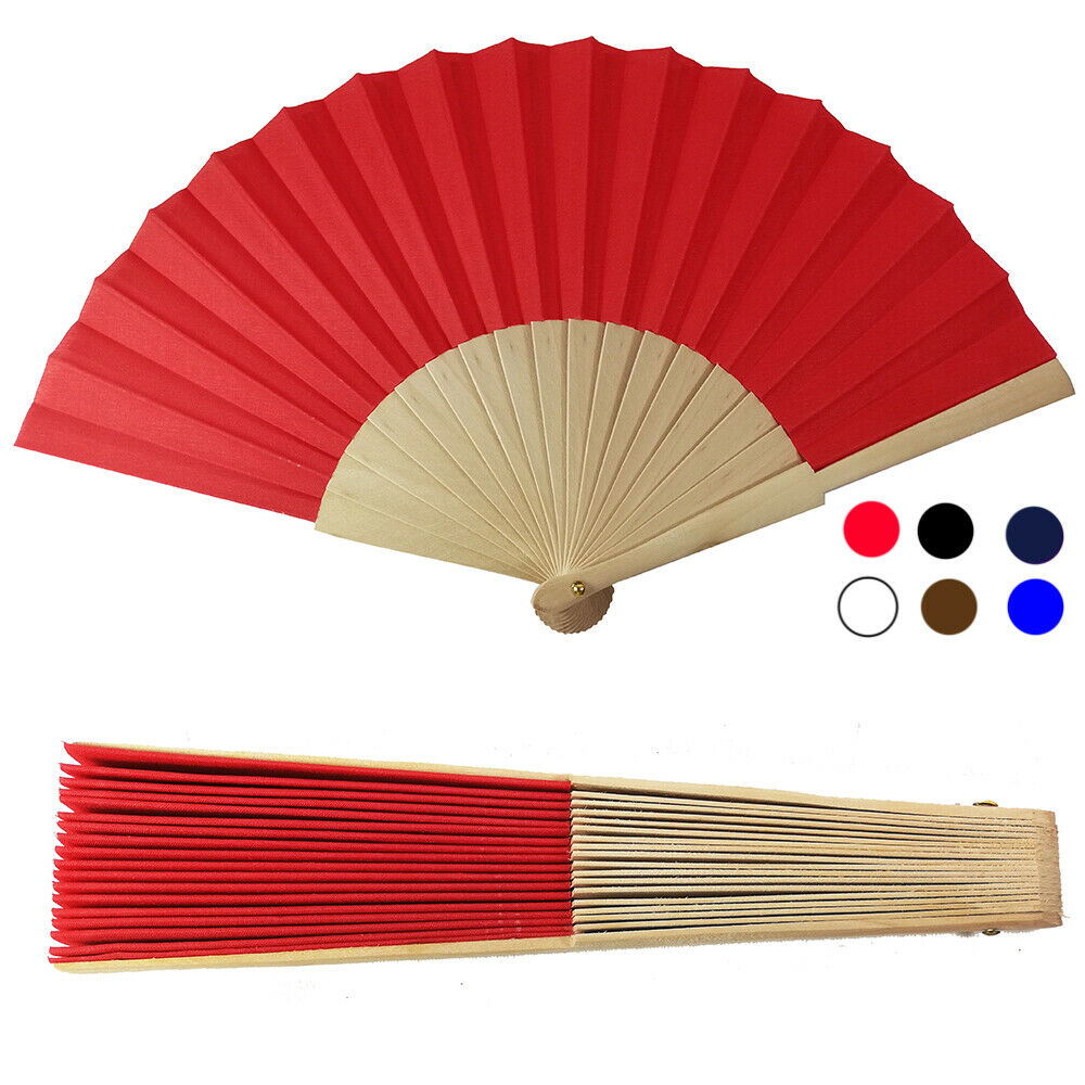 120 Fans Customizable Wedding Wood and Fabric Coloured Hand Fan 3200
